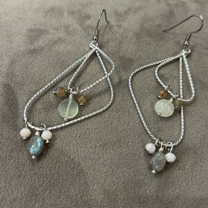 Semi Precious Beads and Wire Loops Earrings-Boutique